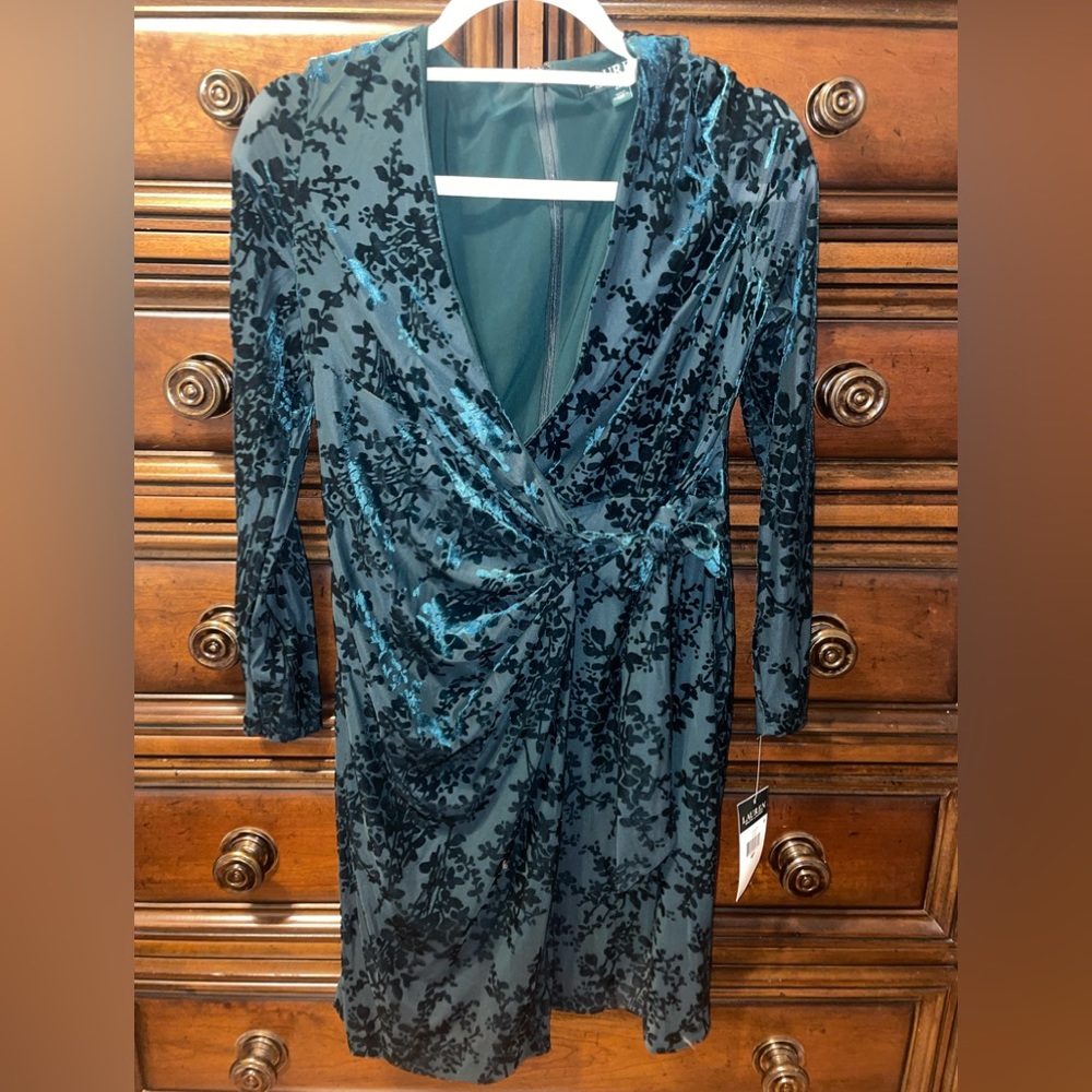 Ralph Lauren Velvet Floral Wrap Dress